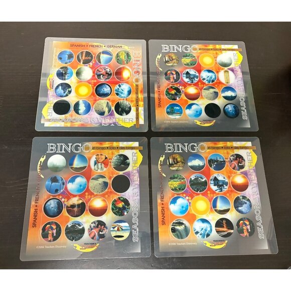 Bilingual Bingo Game Learning Seasons & Weather Vocabulary Spanish French German - Picture 3 of 6